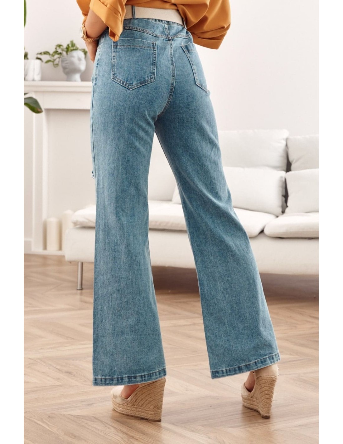 Pantaloni largi din denim cu talie inalta 57610 - Magazin online - Boutique